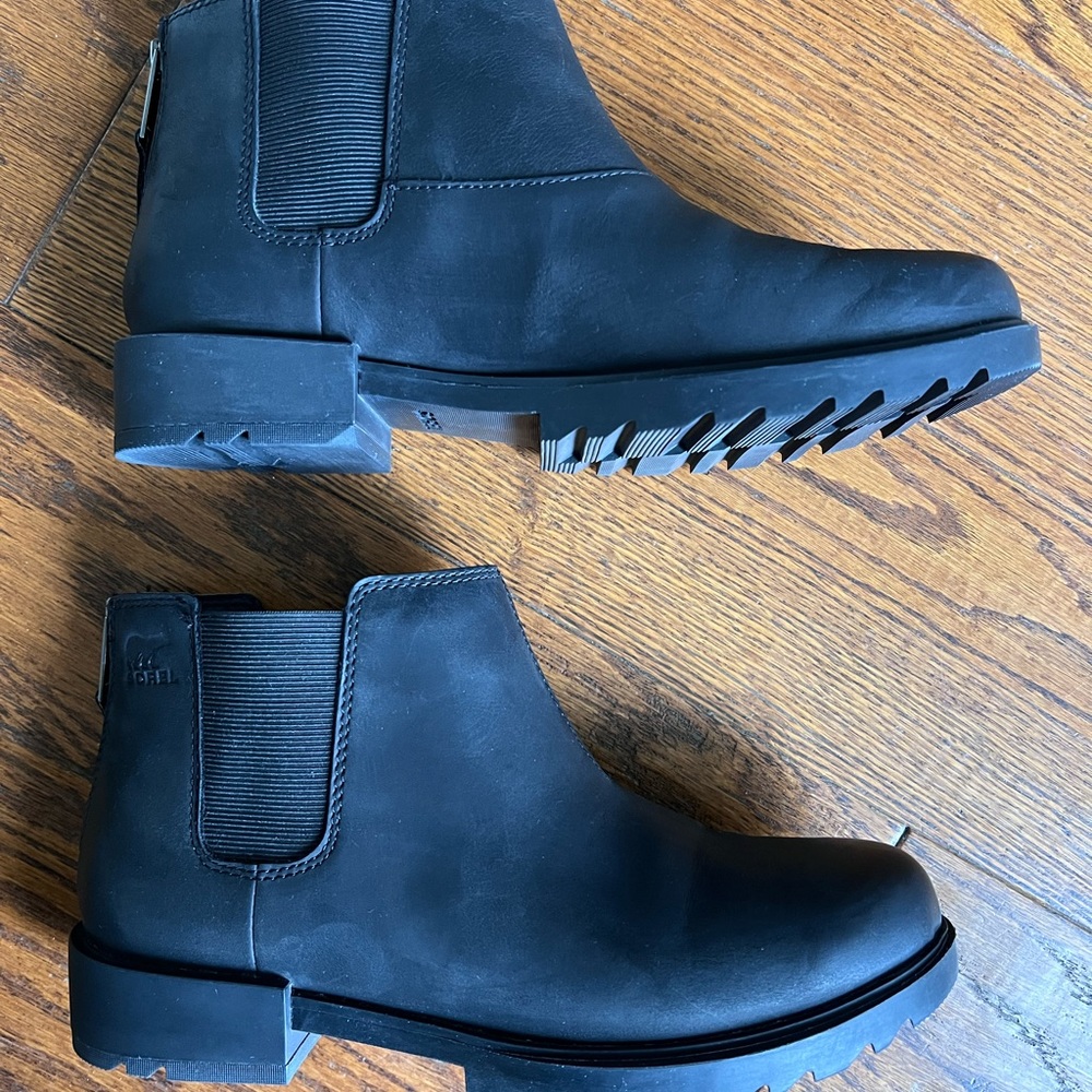 SOREL Womens Emeile Ll Black Chelsea Boots Size 8.5 Medium (B, M)